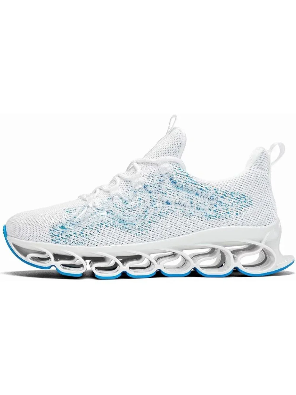 Men's White Blue Slip on Walking Running Shoes Blade Tennis Fashion Sneakers